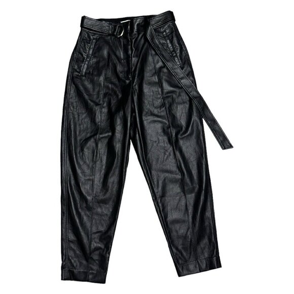 BABATON Aritzia Faux Leather Pleated Designer Womens Pants With Belt Size 8 - Picture 1 of 6